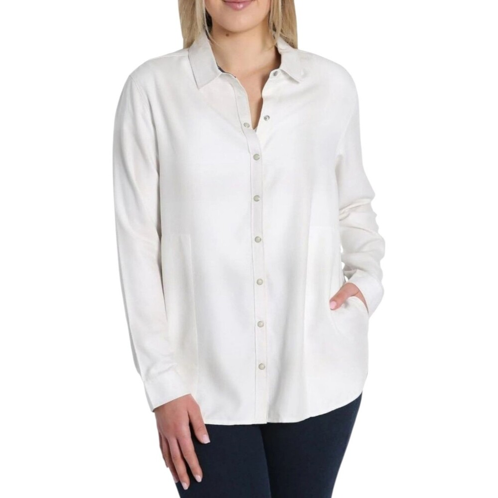 Jachs Girlfriend Cream Plaid Flannel Snap Button Front Shirt Size M